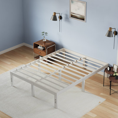 14"  Metal Platform Bed Frame with Heavy Duty Steel Slat Support, No Box Spring Needed