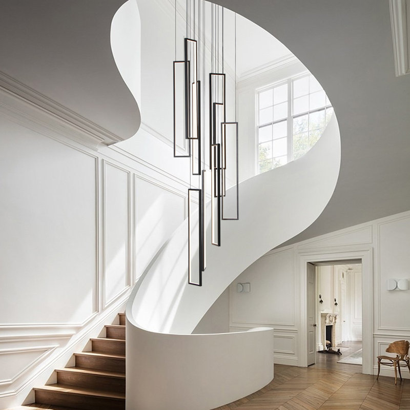 Savea 9 - Light Unique Chandelier Large Long Cluster Pendant for Stairs Hallway with Remote Control
