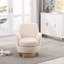 Fauteuil demi-tonneau pivotant en velours, fauteuil pivotant avec chaises d'appoint pour le salon, fauteuil de lecture confortable pour la chambre à coucher, fauteuil demi-tonneau rond avec base en acier inoxydable doré (beige)-1600175131-1600175128