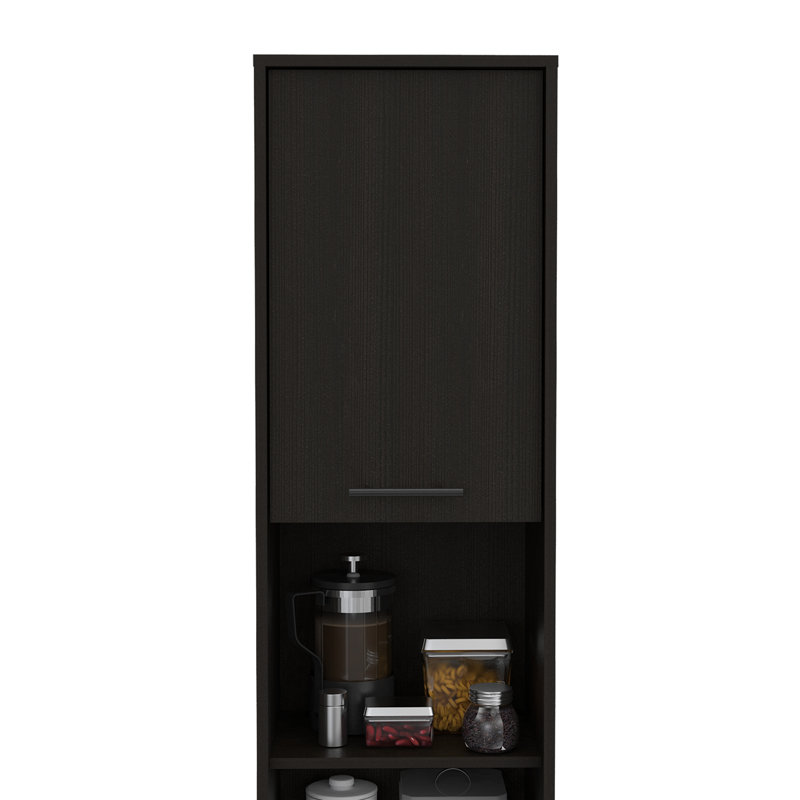 Armoire garde-manger à 2 portes Azpeitia, avec 2 espaces pour 2 armoires et 2 tablettes ouvertes, Noir