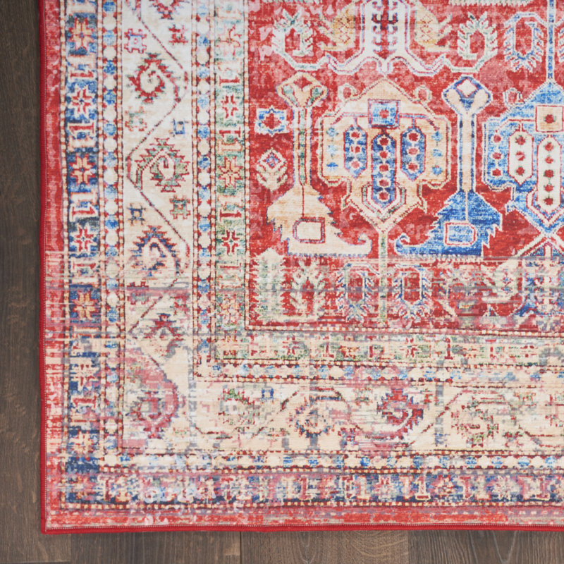 Red/Beige/Blue Rug, Rectangle 7'10" x 9'10"