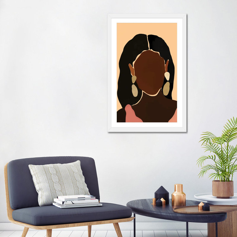 « Monae » par Bria Nicole-impression d’art graphique, Blanc, Papier encadré blanc, H 32 po x l 24 po x P 1 po