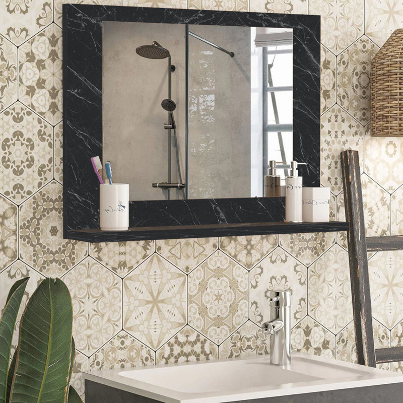 Chatan 60mm W 45mm H Wall Mounter Requried Framed Medicine Cabinet Mirror 1 Fixed