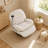 42" W Cream Soft Fabric Upholstered Power Swivel Rocker Recliner Chair with USB Port, Phone Holder, and Adjustable Footrest