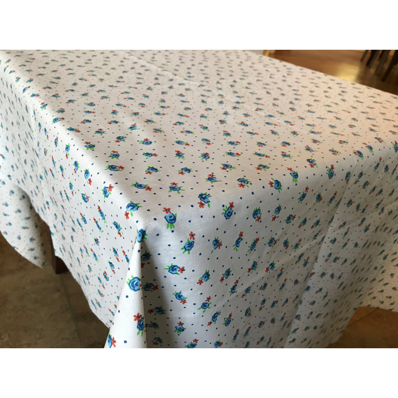 Tiny Flower Dots Print Tablecloths, 48" L Square, Blue