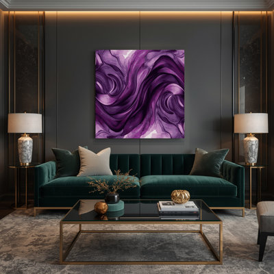 Aquarelle abstraite, art mural sur toile mauve 15