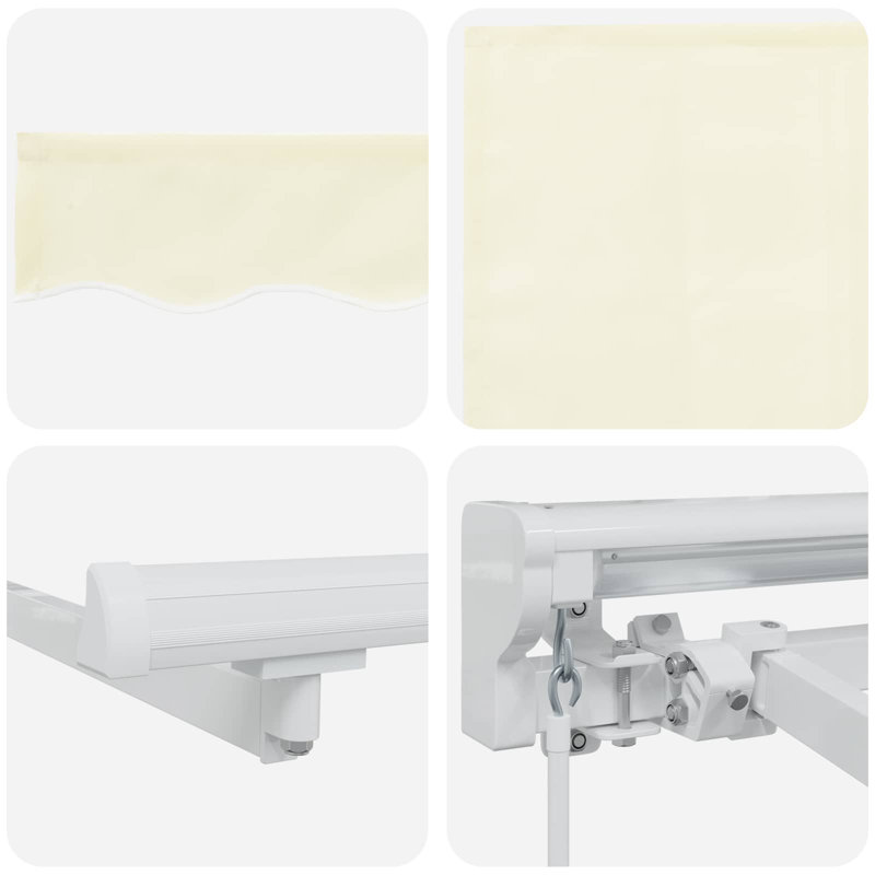 VidaXL Polyester Cover Retractable Patio Awning, Cream/White, 500cm W x 350cm D