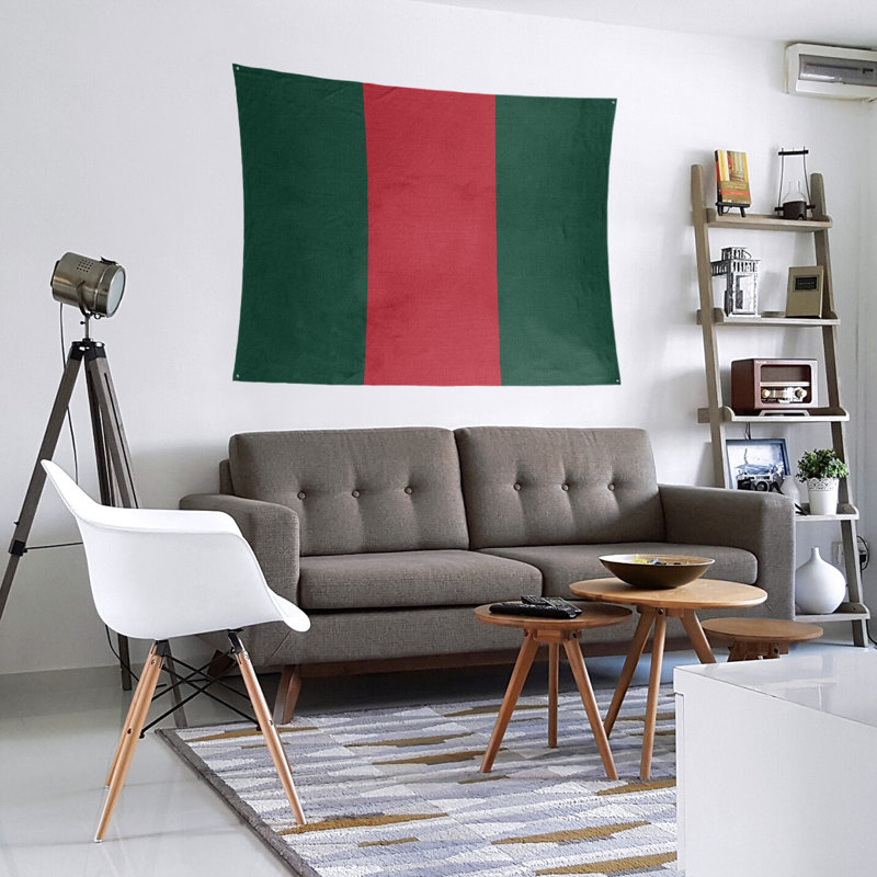 Tapisserie de polyester Minnesota, H 88 po x l 104 po, Vert forêt / rouge Iron Range / vert forêt
