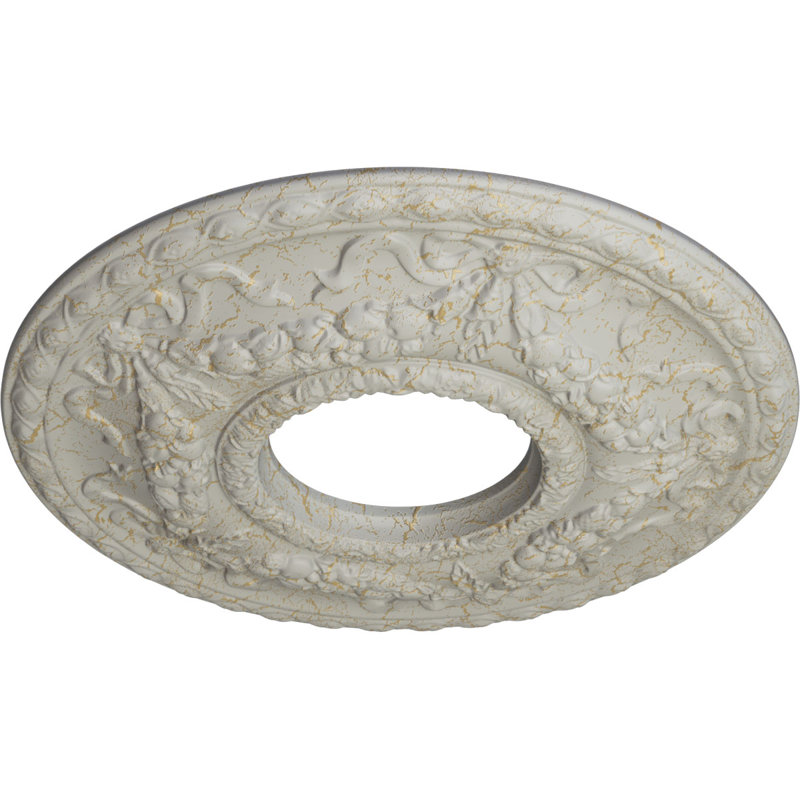 Médaillon de plafond Endurathane Hurley, DE 22 1/8 po x P 7 1/4 po x P 1 3/4 po (convient aux auvents jusqu'à 7 1/4 po), pot peint à la main de fini craquelé crème
