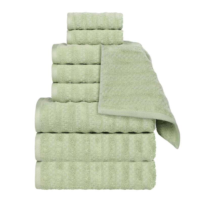 Ensemble de serviettes en coton Nile Mills - Texture gaufrée - Séchage rapide, Vert