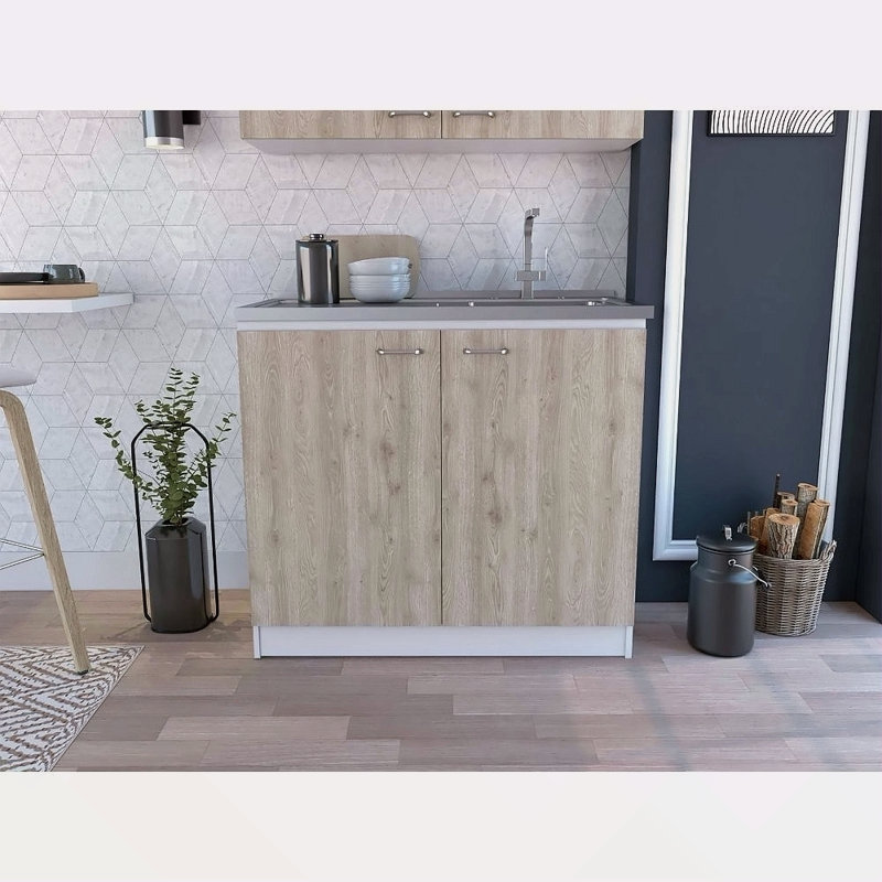 Rectangle 2-Door Utility Sink And Cabinet, Oak