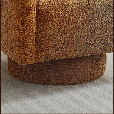 Fauteuil d'appoint pivotant carré de 29,13 po de largeur, fauteuil rotatif moderne avec dossier ouvert, rotation à 360 degrés, fauteuil club avec coussin de dossier amovible pour salon, hôtel, chambre à coucher, caramel