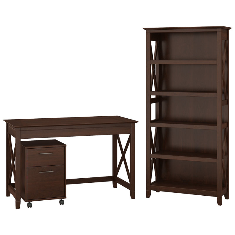Huckins 3 Piece Writing Desk Office Set, Bing Cherry