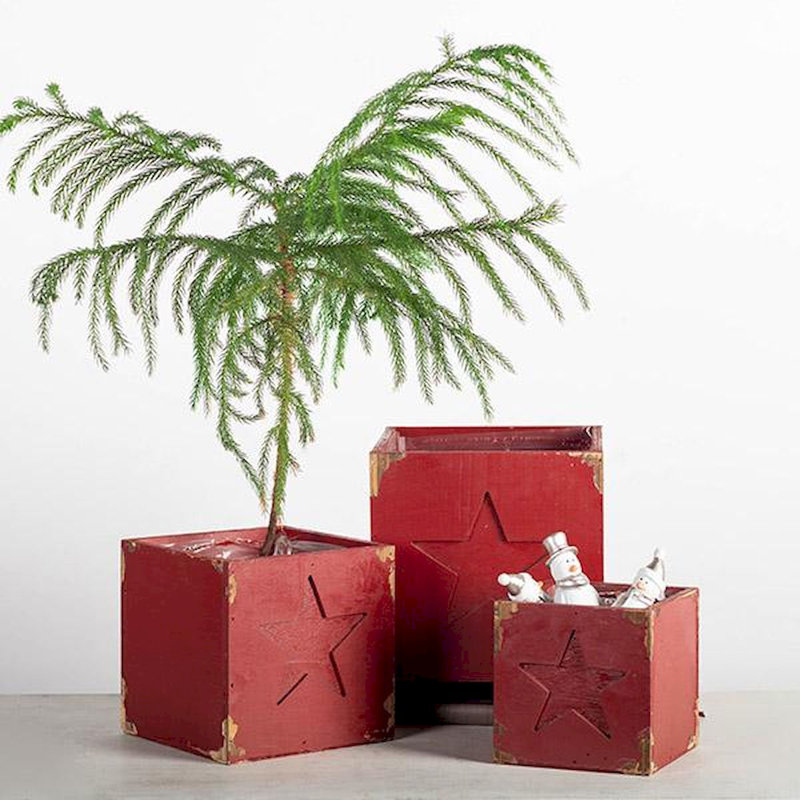Ensemble de 3 boîtes décoratives rouges avec étoile
