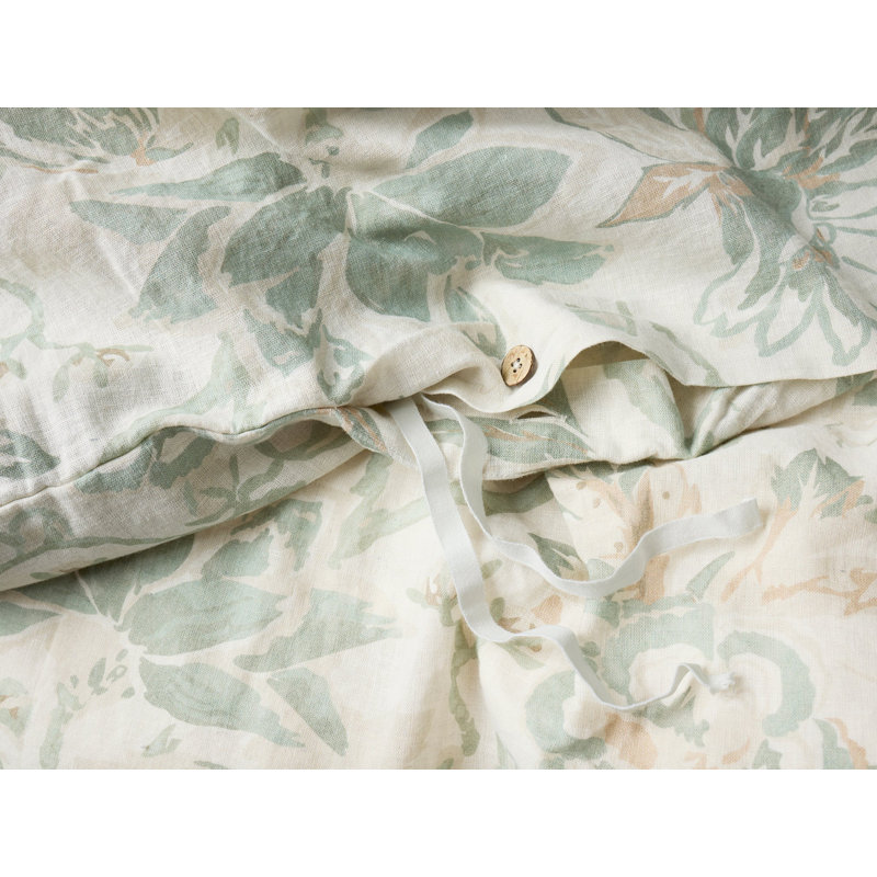 Sea Bloom Print Duvet Cover Full/Queen Natural W/Sage, Natural w/Sage, Queen Duvet Cover