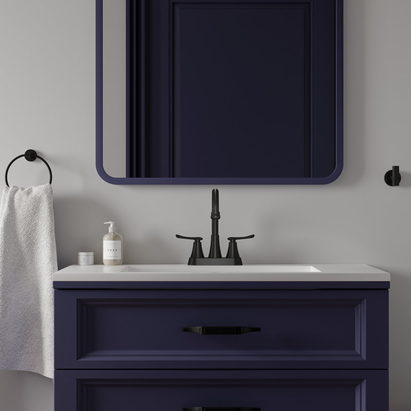 Robinet pour salle de bain à 2 poignées avec ensemble de bonde centrales, Noir mat