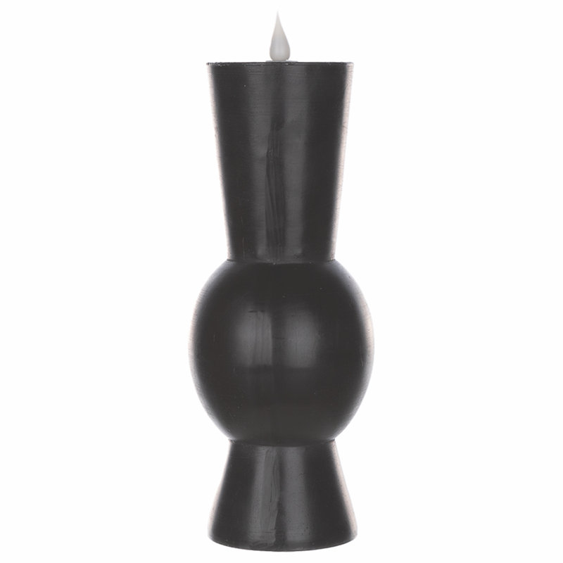 Unscented Flameless Pillar Candle, Black, 10.25" H x 3.75" W x 3.75" D