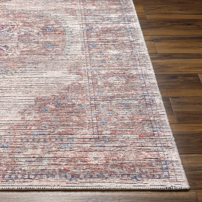 Spain Brick Machine Washable Area Rug, Rectangle 9'10" x 13'