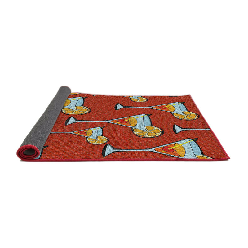 Tapis rouge / vert Olanta, Rond 8 pi