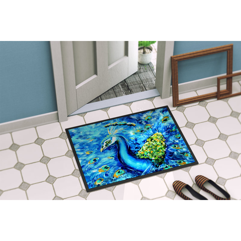 Tapis d’entrée anti-dérapant d’intérieur antidérapant Peacock, Rectangle 2 pi x 3 pi