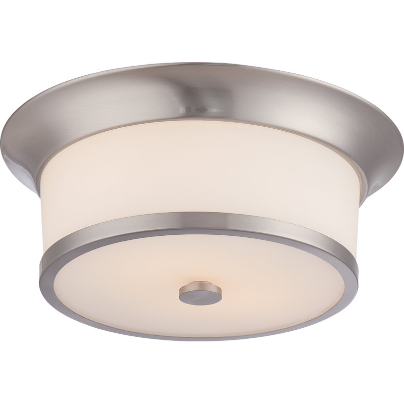 Plafonnier encastré cylindrique simple 2 lumières 13,125 po Angyl, Nickel brossé