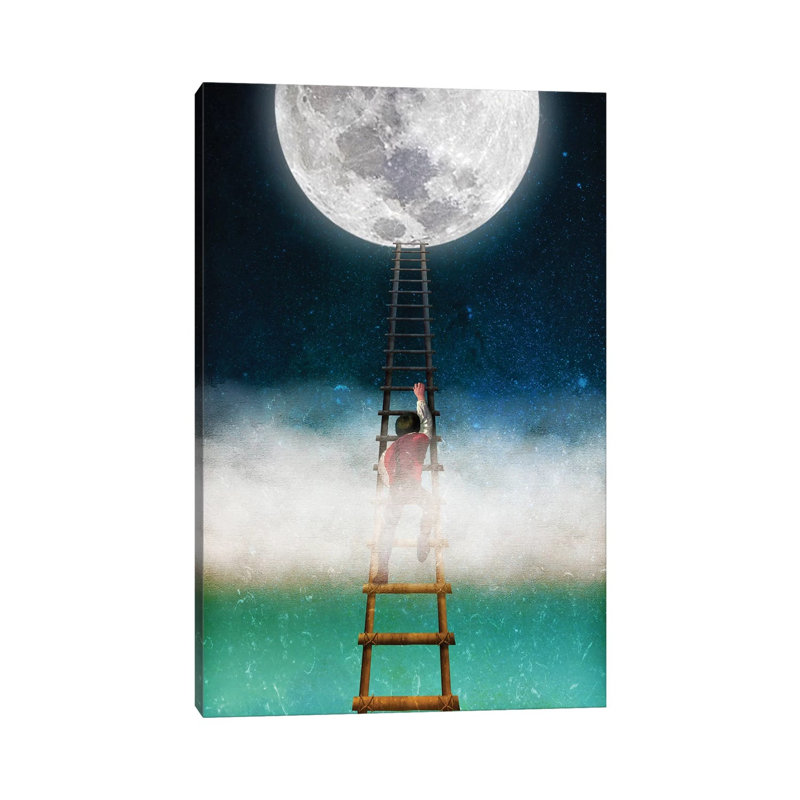 Portée pour la lune ii, H 8 po x l 12 po x P 0,75 po, Toile tendue, Pas de tapis