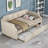 Twin Size Upholstered Daybed Sofa Bed With Trundle Wood Slat Support French Country Style Soft Beige