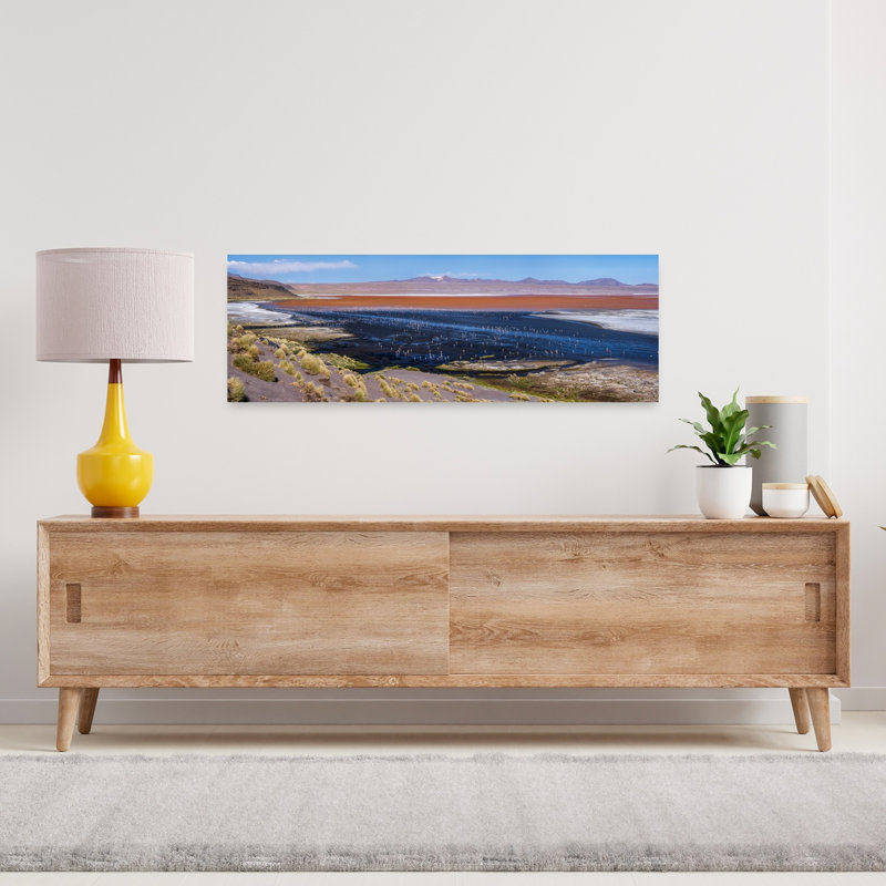 Flamingos On Red Lake by Karsten Wrobel - Wrapped Canvas Panoramic Print, 91.44 cm H x 30.48 cm W