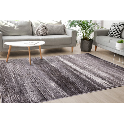 Contemporary Modern Black Grey Area Rug