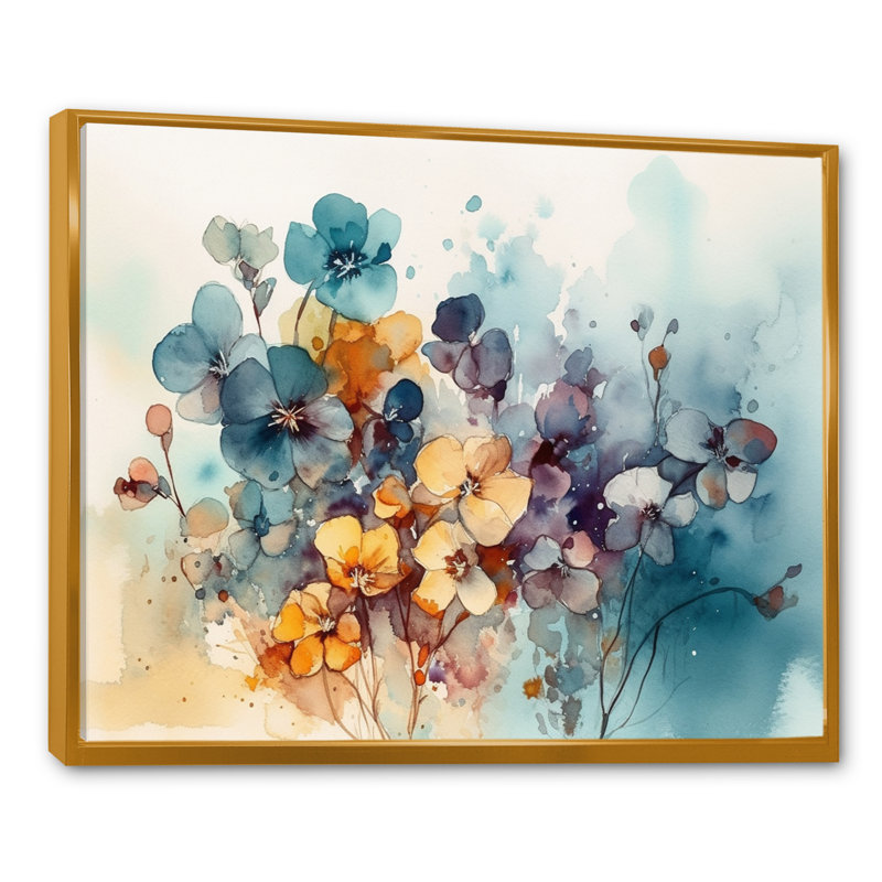 Symphonie florale jaune - imprimé, H 34 po x l 44 po x P 1,5 po, Cadre flottant doré