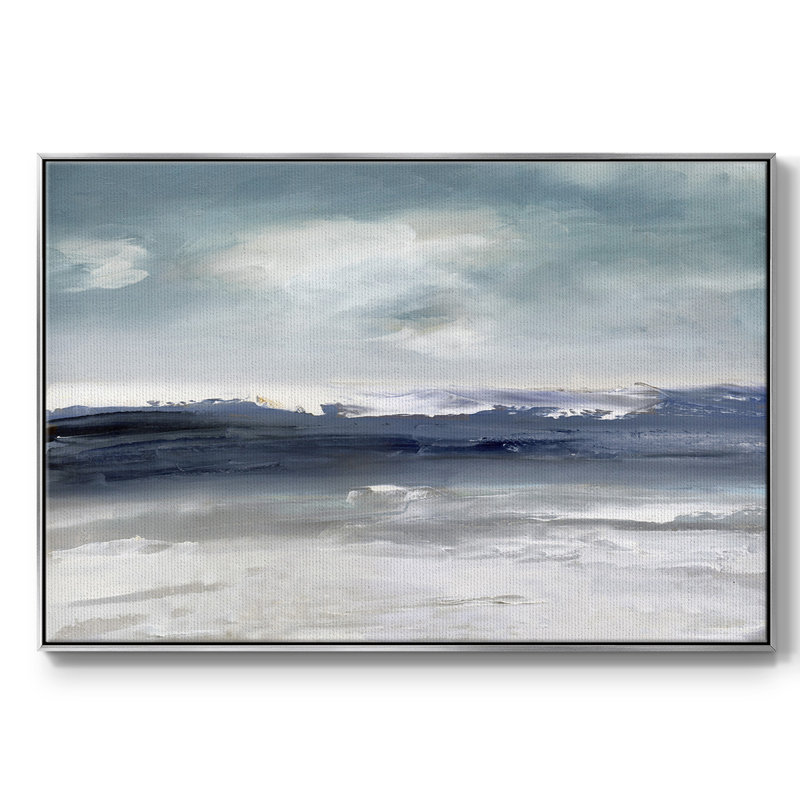 " Beachcombers Paradise " Oil Print, 25" H x 37" W x 2" D, Silver