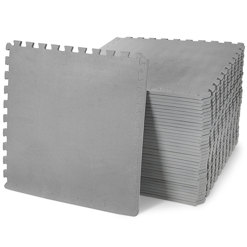 Balancefrom Fitness 144 Sq Ft Interlocking EVA Foam Exercise Mat Tiles, Gray