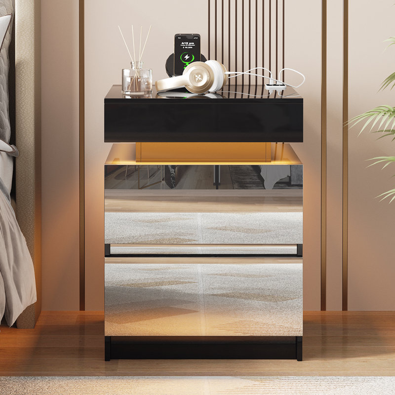 45cm W Bedside Table, Black