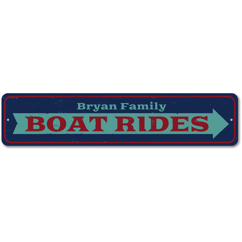 Enseigne en bateau flèches en aluminium, H 6 po x l 24 po x P 0,06 po