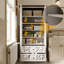 Elegant Two-Door Bathroom Cabinet With Cutout Panels & Dual Drawers