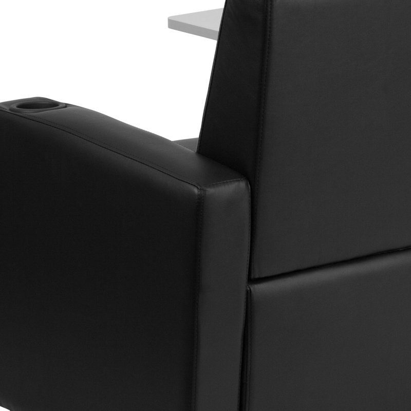 Carlena LeatherSoft Lobby Guest Chair with Tablet Arm and Cup Holder, Black, Glides