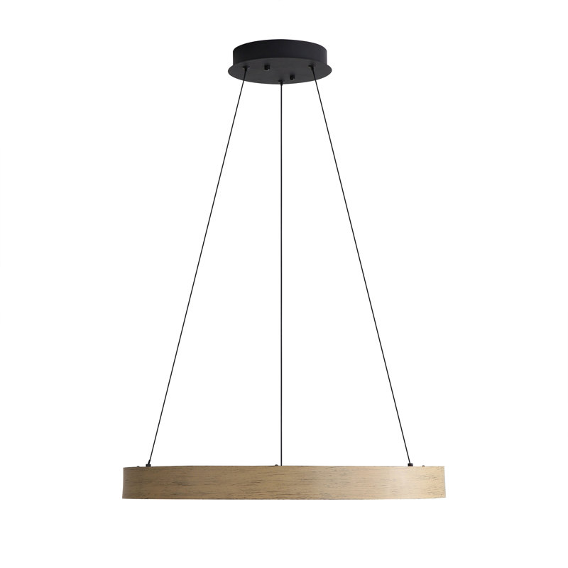Luminaire suspendu 24 po à DEL Anello, Bois flotté, Gris