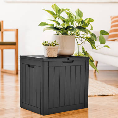 Duhome 123 Gallon Water Resistant Plastic Cabinet Deck Box in Black Oak B00KY6TTDE