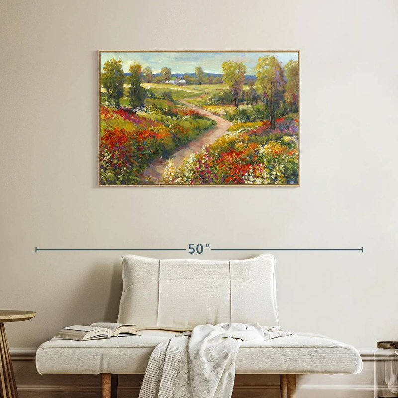 Promenade matinale II, Cadre flottant en bois naturel, 37 po x 25 po