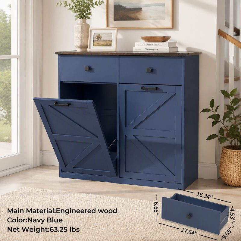 Armoire poubelle double inclinable Farmhouse Blue