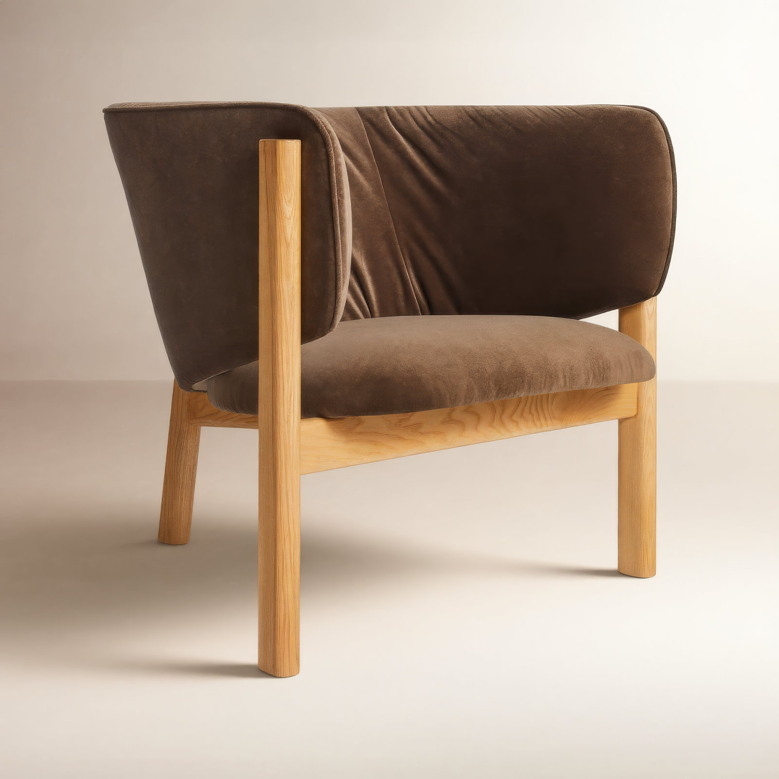 All In Lounge Chair, Coffee Velvet, Natural