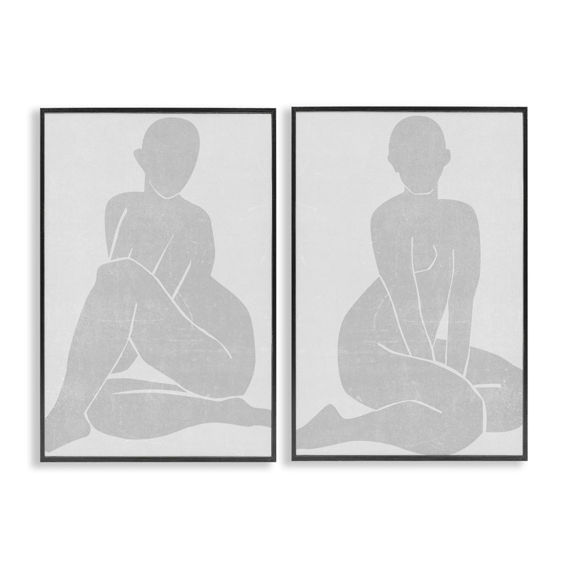 «Veiled Nude Silhouettes», ensemble de 2 giclées encadrées, design par Melissa Wang, H 18 po x l 24 po