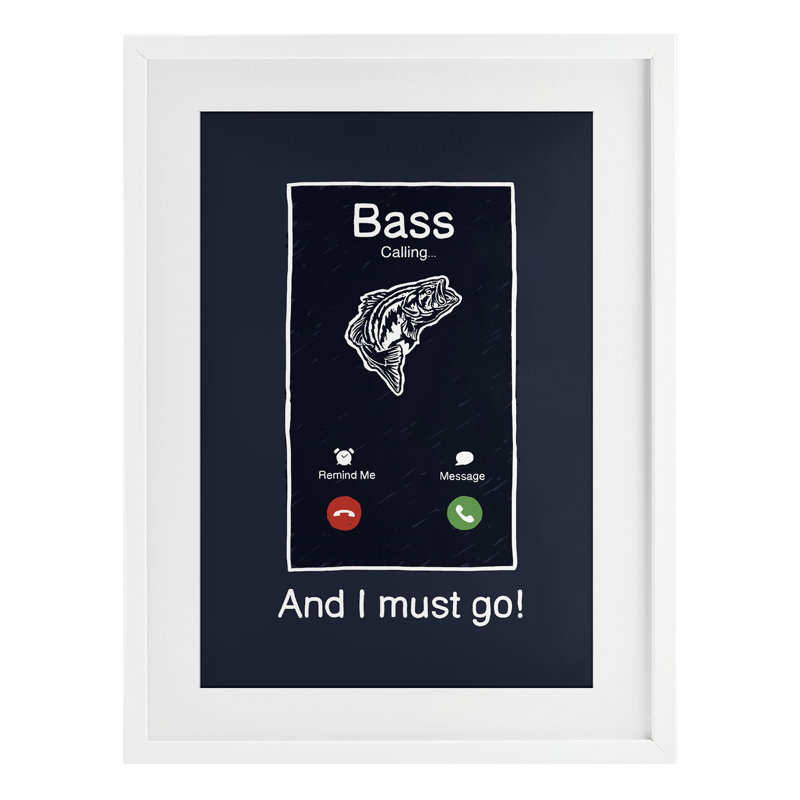 «Bass Is Calling Must Go», impression sous verre encadrée, conception de Jedco Brands, Inc., H 20 po x l 14 po