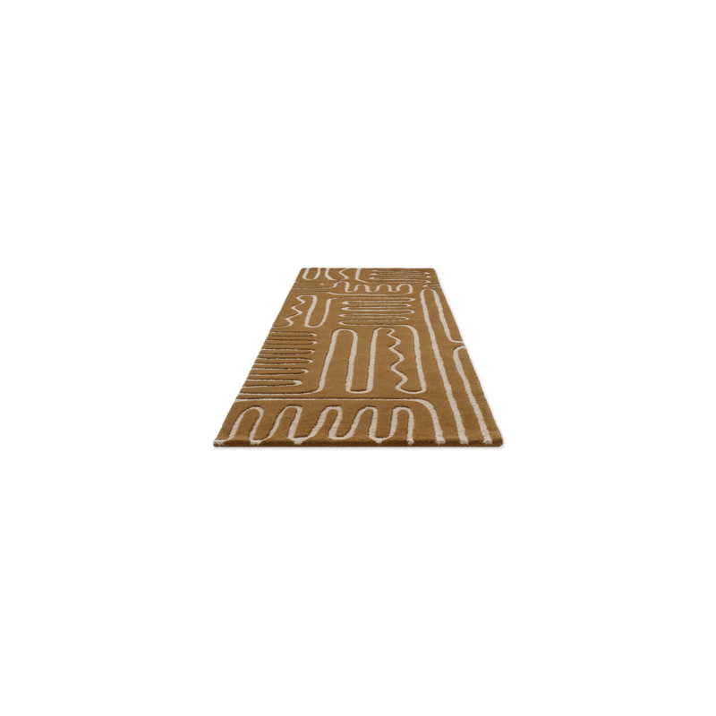 Hollow Handmade Wool Abstract Area Rug, Tan, Runner 2'7'' x 9'10''