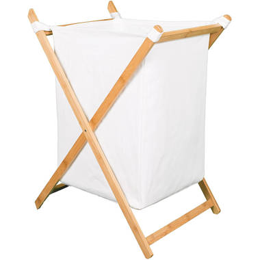 Household Essentials Collapsible Wood X-Frame Laundry Hamper