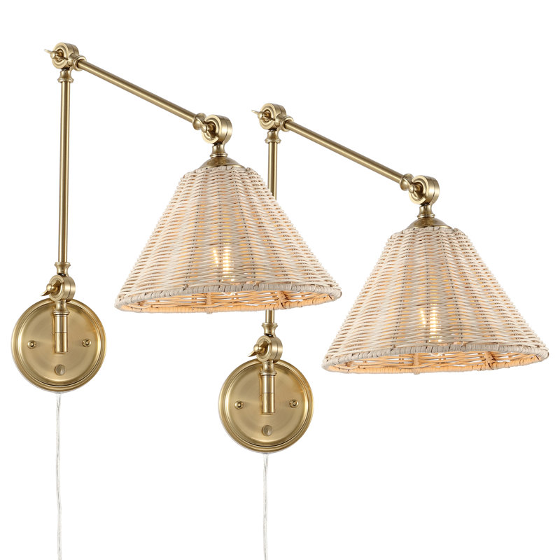 Alchiba Swing Arm Sconce, Brass, Natural, 2 - Light