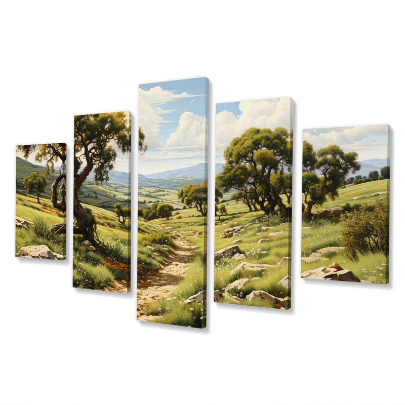Espagne, Espagne, oliveraies andalouses, reproduction d'art mural - 5 panneaux