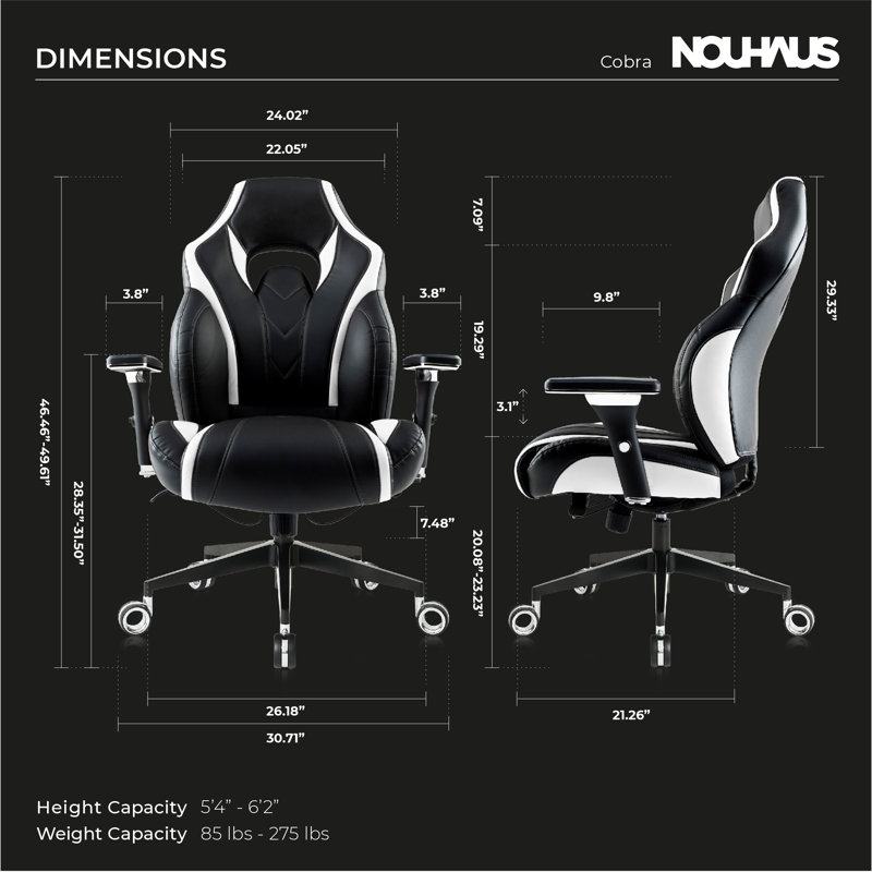 Fauteuil de bureau Nouhaus Cobra, Blanc / noir