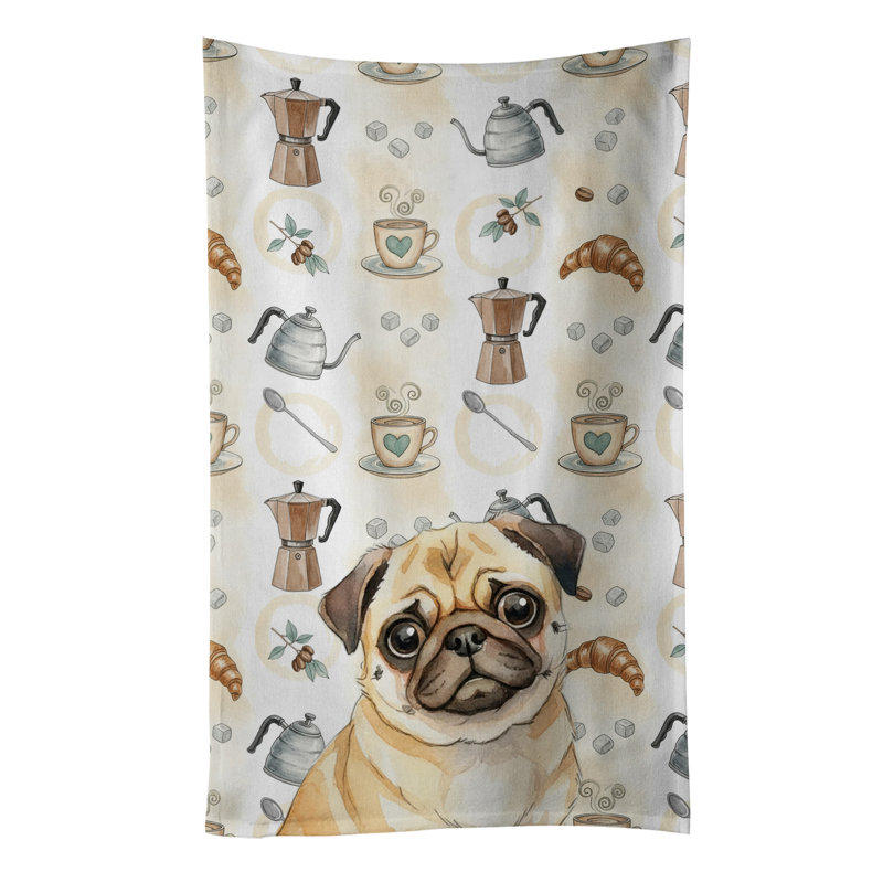 Fawn Pug Coffee Bar Kitchen Towel, Fawn Pug