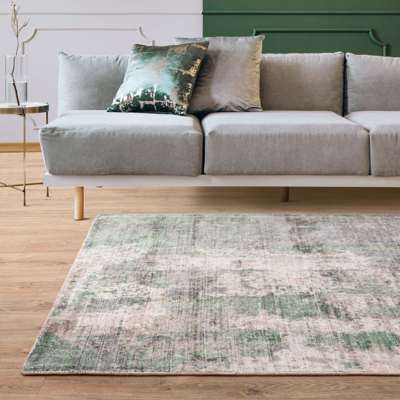 Midhurst Hand Woven Silky Green/Grey Area Rug, Rectangle 120 x 170cm